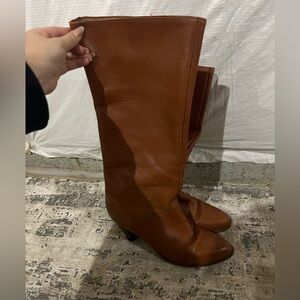 Frye Camel Brown Leather Tall Heeled Boots Size 10 US